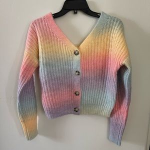 NWT Jessica Simpson rainbow pastel cropped cardigan sweater